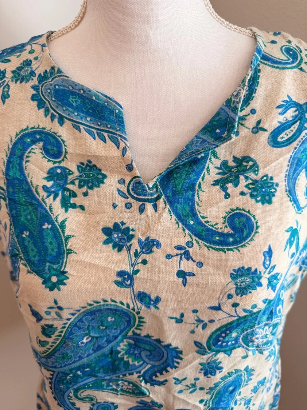 ✨ Vintage Units 100% Linen Paisley Matching Set ✨